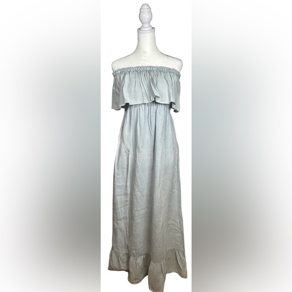 Fairycore Romantic Chambray Tiered Off-Shoulder Sundress. Size Small. - Picture 1 of 11